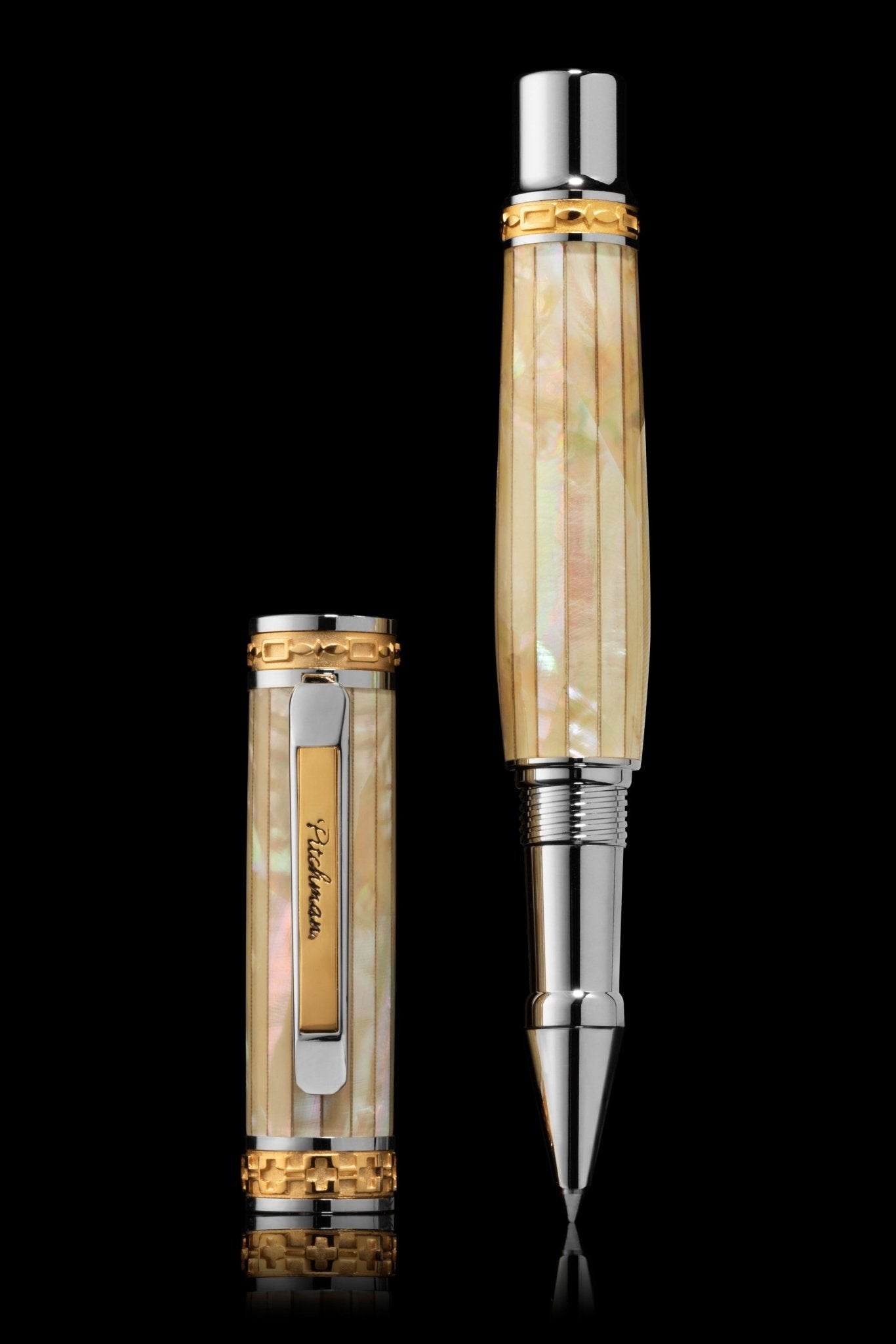 Pitchman Closer White Awabi Shell Rollerball Pen - Mens Pen