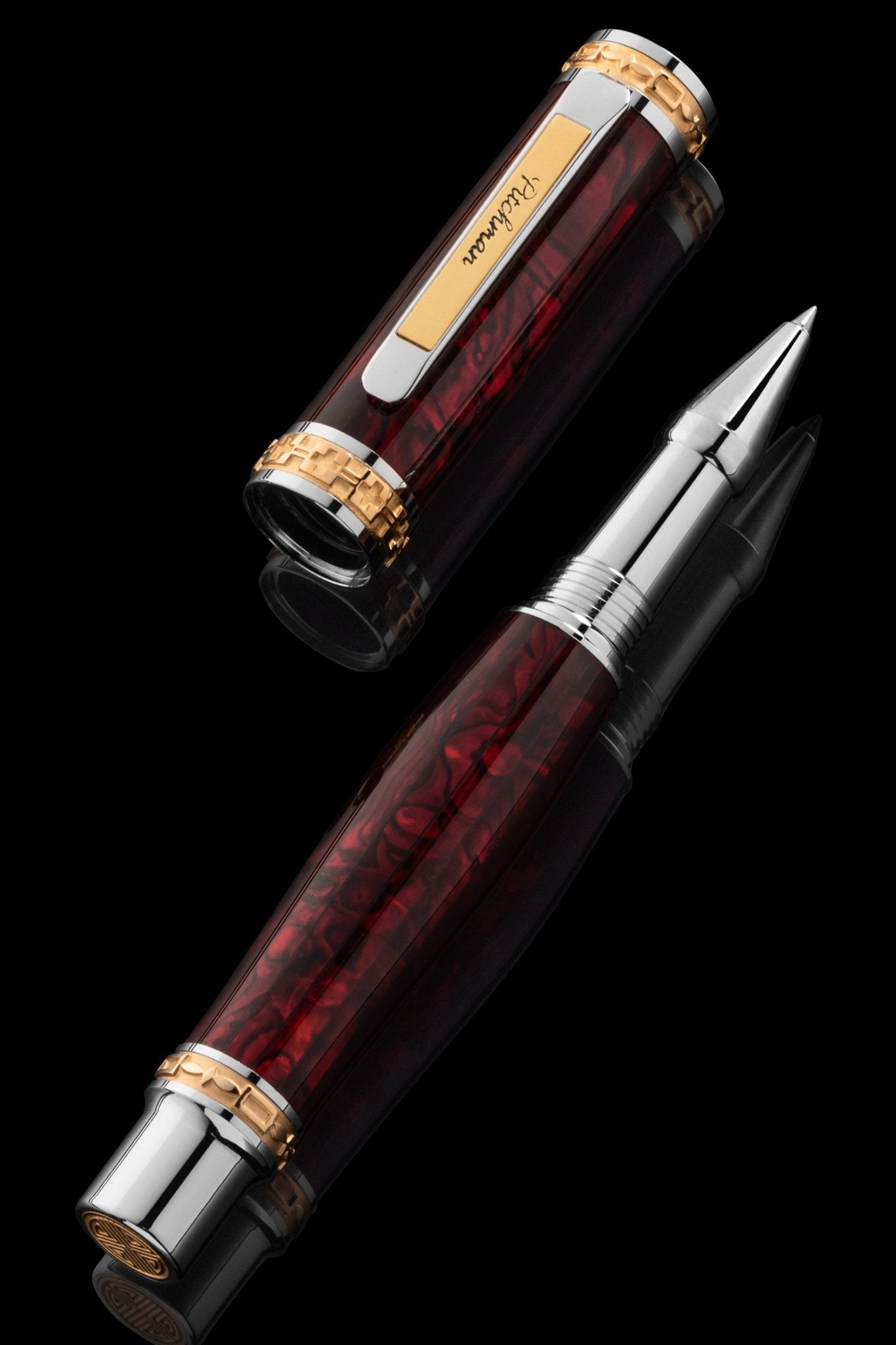 Pitchman Closer Red Abalone Shell Rollerball Pen - Signature Pen
