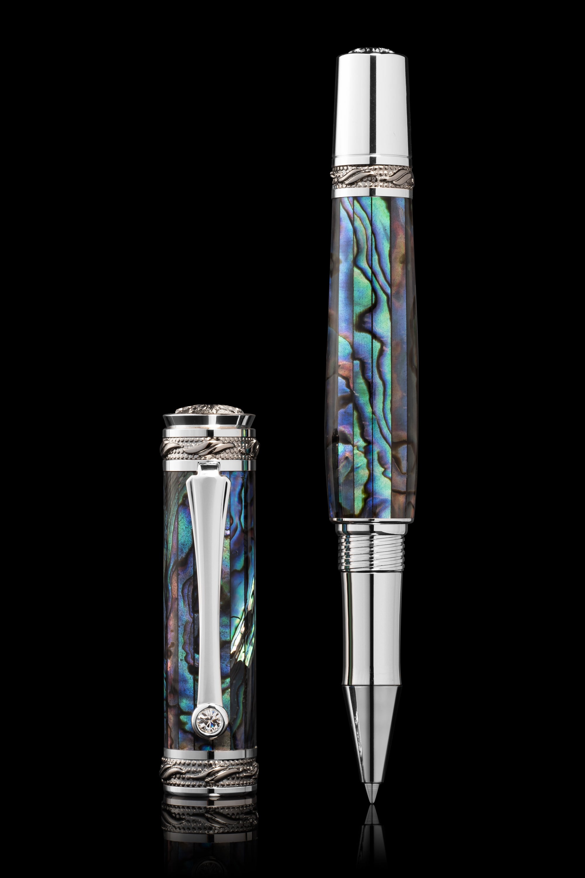 Tycoon Lustrous Blue Abalone Shell Rollerball Pen