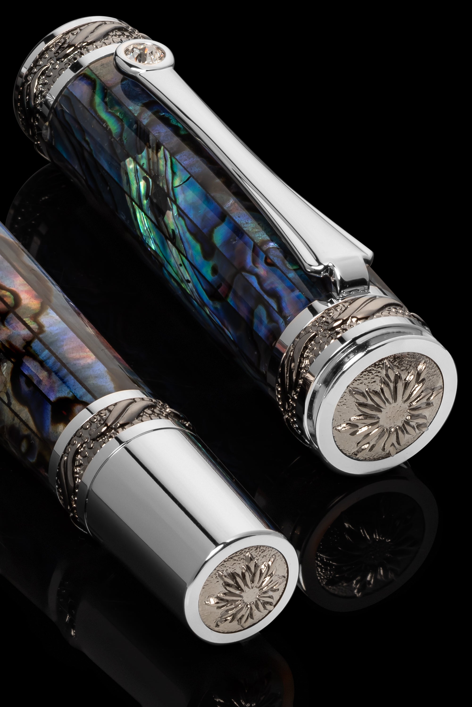 Tycoon Lustrous Blue Abalone Shell Fountain Pen