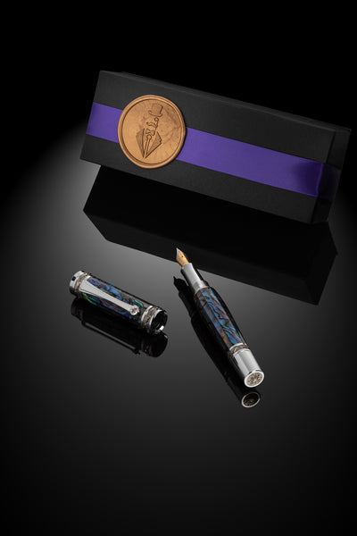 Tycoon Lustrous Blue Abalone Shell Fountain Pen