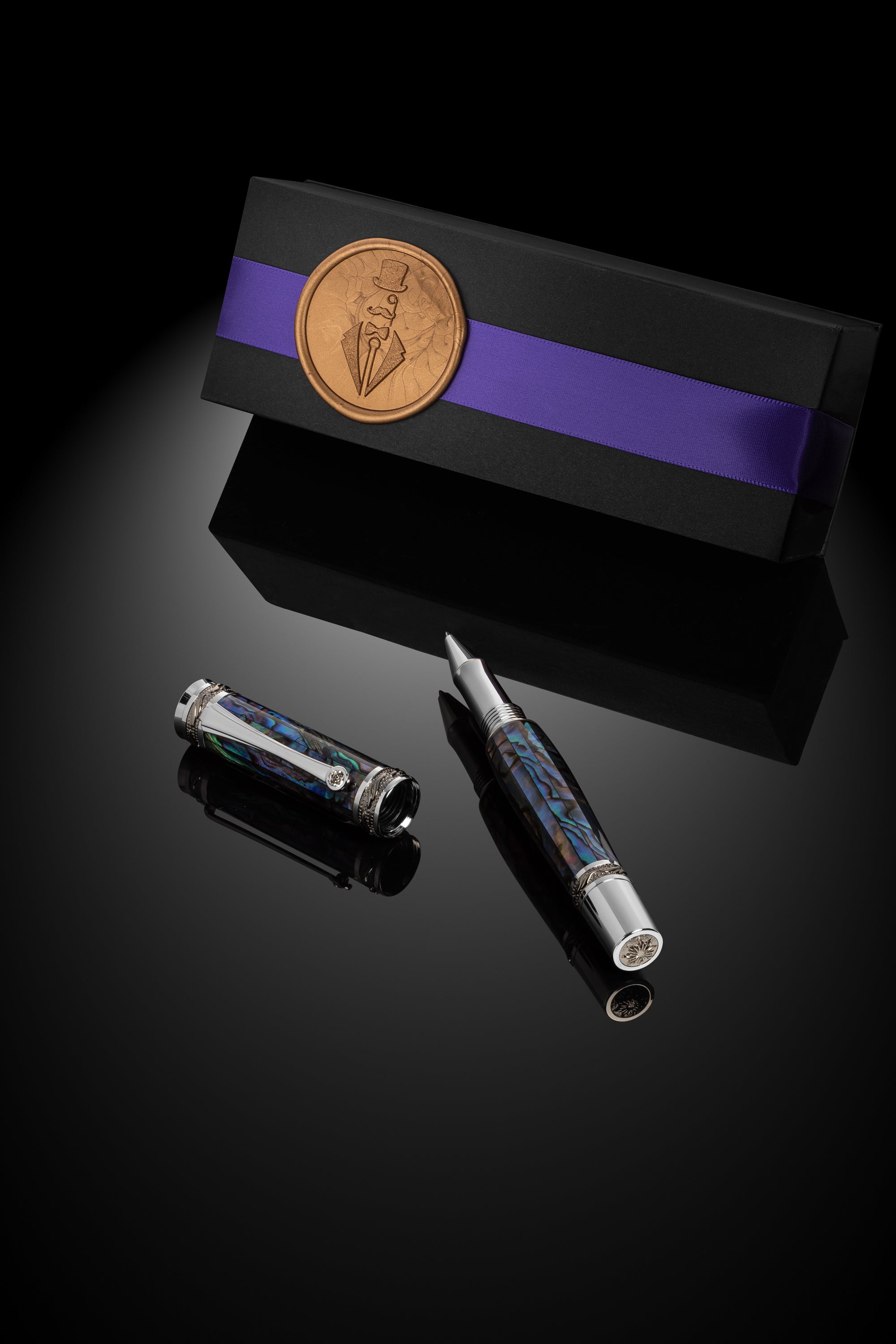 Tycoon Lustrous Blue Abalone Shell Rollerball Pen